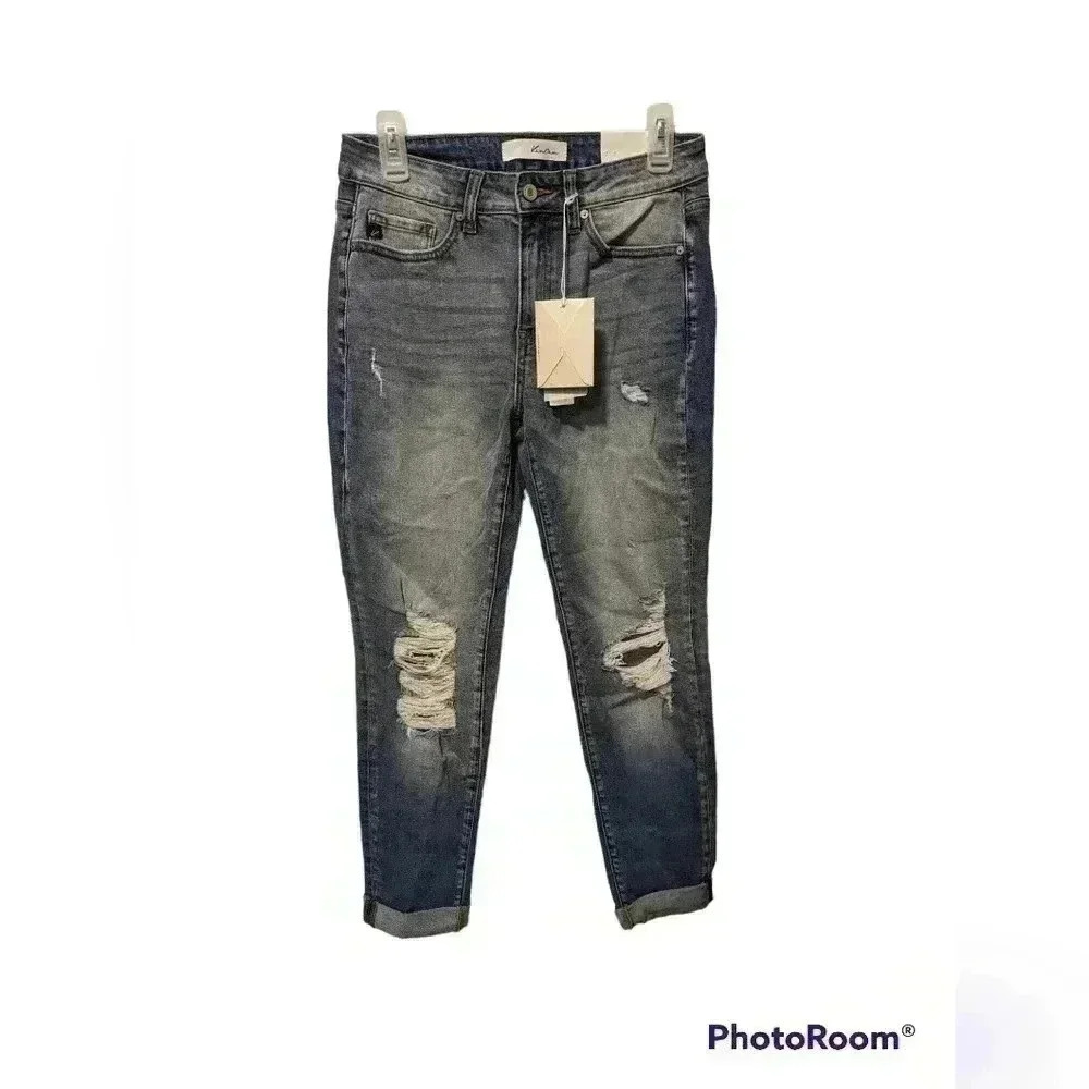 Women's distressed relaxed fit kanCan cropped jeans size 3/25